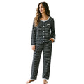 Aisa Size M to 2XL Long Sleeve Women's Sleepwear Set Cozy Chic Striped Pajamas Set With Delicate Lace