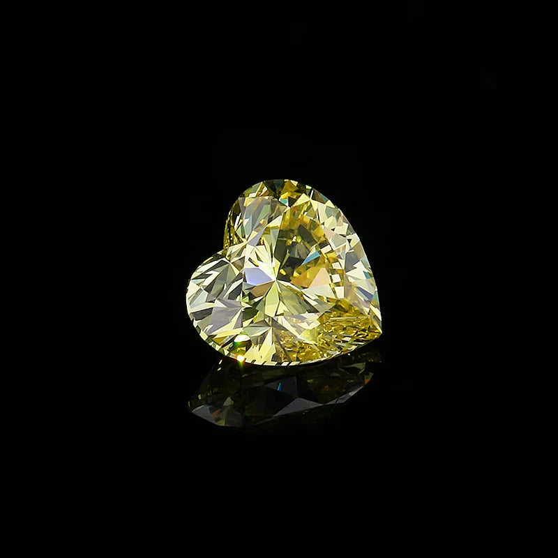 Starsgem Fancy Vivid Yellow Color Lab Diamond Heart Shape VS1 Clarity Lab Grown Diamond