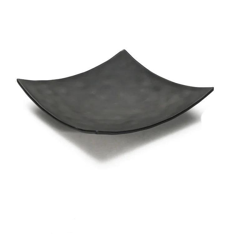 Wholesale Eco-Friendly Food Grade Dinner Plates 6/8/9/10 Inch Black Matte Plastic Unbreakable Restaurant Square Melamine Plate