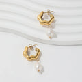 JOOLIM Jewelry PVD 18K Gold Plated Tarnish Free Flower Shape Freshwater  Natural Pearl Drop Earring  Stainless Steel Jewelry