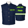 Luminous Bicycle Motorcycle  Denim Vest  for  Night Vest for Men With Personalized Logo/Photo
