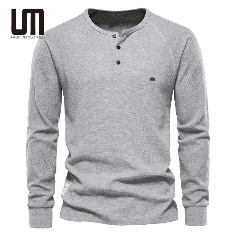 OEM Autumn Winter Mens Casual Pullover Long Sleeve Sweatshirts Solid Plaid Jacquard Tops T Shirt