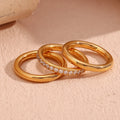 Dreamshow Trend Gold Plated Jewelry Zircon Stacking Ring Set Waterproof Tarnish Free Jewelry Stainless Steel Signet Rings