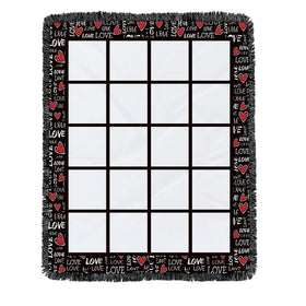 Factory Original Popular Design Diy Photo Printable 20 Panels Sublimation Blank Velvet Throw Blanket With Fringe
