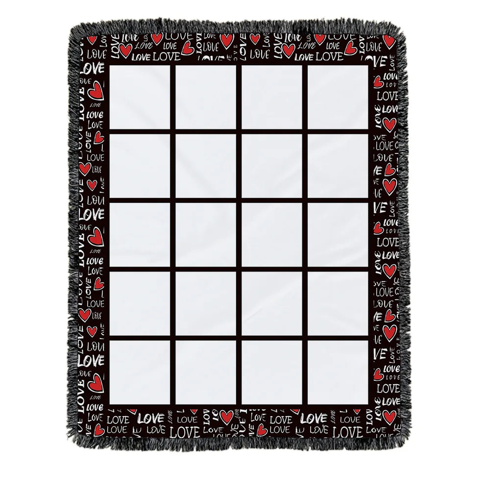 Factory Original Popular Design Diy Photo Printable 20 Panels Sublimation Blank Velvet Throw Blanket With Fringe