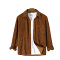 RNSHANGER Autumn Corduroy Shirts for Men Solid Long Sleeve Turn-down Collar Casual Shirts Streetwear Loose Shirts With Pocket