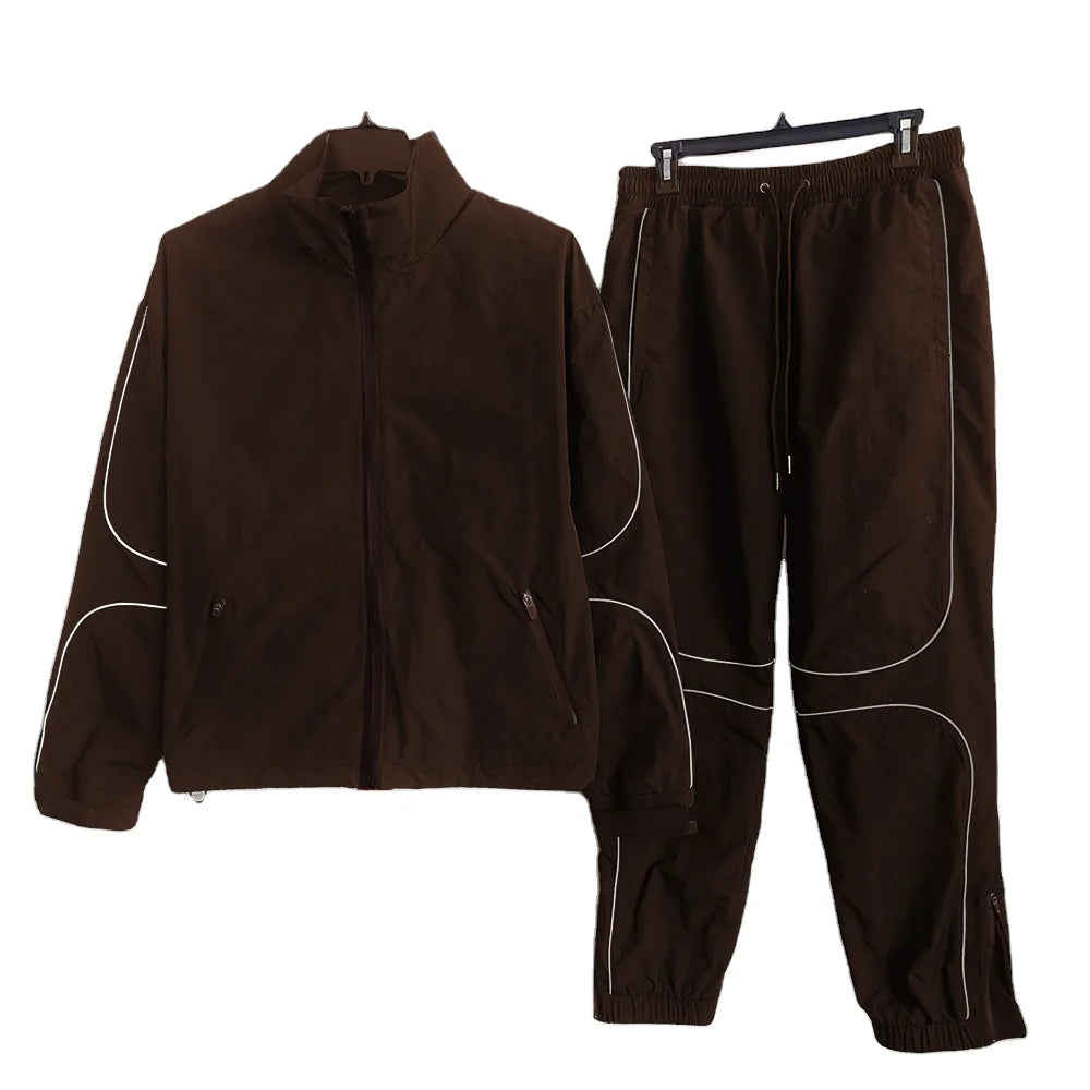 Men's Reflective Tracksuit Set | Plus Size Quick Dry Windbreaker Suit | Unisex Casual Autumn Reflective Wear