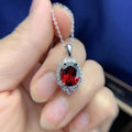 Factory Wholesale Indian Hip Hop Personality 925 Sterling Silver Natural Garnet Trendy Choker Charm Women Pendant Necklaces