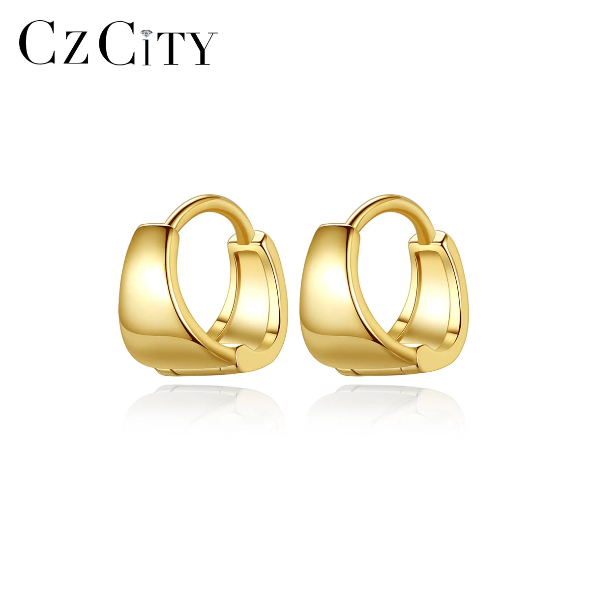 CZCITY Girl Accessories Simple Trend 2025 Metal Minimalist Jewelry Big Gold Sterling Silver Hoop Earrings