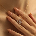 Luxury 18K Gold Plated Pure 925 Sterling Silver Clavicle Chain CZ Zircon Heart Pendant Necklace for Women Jewelry