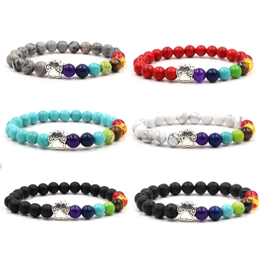 Handmade Agate Bracelet Turquoise Tiger Eye Stone Diamond Colorful Chakra Yoga Buddha Design Wedding Gift Tassel Pattern Bangles
