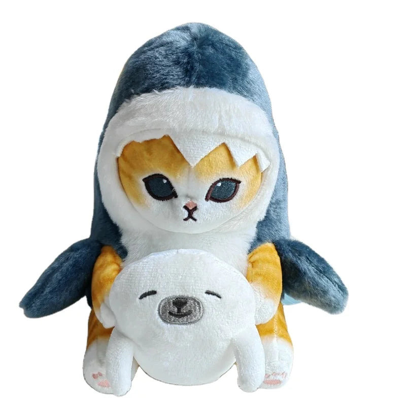 Kawaii Tempura Fried Shrimp Shark Cat Plush Toy Pendant | Cute Animal Plushies | Seal Cat Pillow