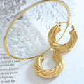 18k Gold Fancy Twist Hoop Earrings Thick Women Round Twist Earring Jewelry Bijoux En Acier Inoxydable