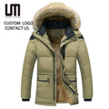 Liu Ming Custom Logo 2025 Wholesale Winter Men Clothing Hooded Fur Collar Parkas Fleece Warm Outdoors Coats Plus Size Jackets