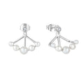 YILUN 925 Sterling Silver Classic Scalloped Natural Freshwater Pearls Earrings Geometric Women's Wedding Engagement Party Gift
