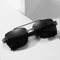 Luxury Mens Half Rim Frame Double Bridge Polarized Gradient Lens Shades Sunglasses
