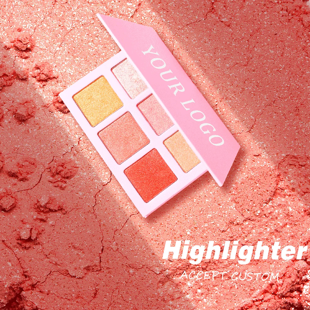 No Logo Custom Highlighter Makeup Powder Palette Cruelty Free Vegan Private Label Highlighter Palette