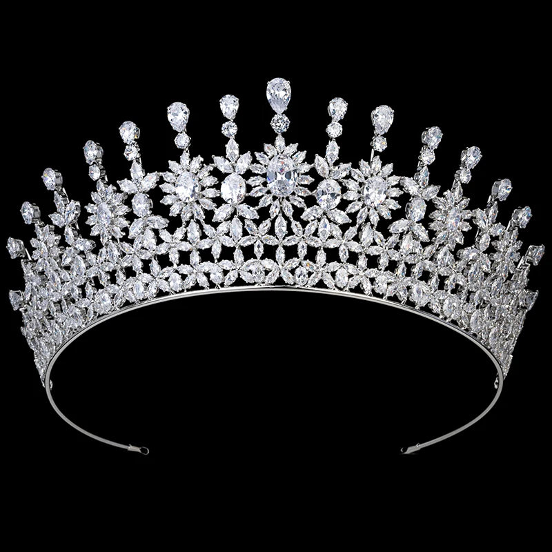 Traditional Large Classic Wedding Tiara Unique Design Cubic Zircon Bridal Hair Accessories Crown Women BC5697 Corona Princesa
