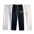 Wholesale  Custom Embroidery and Puff 500gsm Fleece Pure Color Loose  Straightly Men Jogger Pants