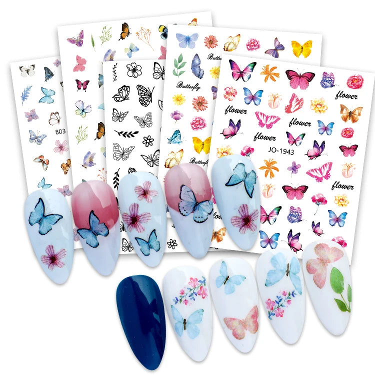 Nail Spring butterfly Colorful 3d Nail Stickers for Nail Polish