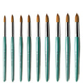 YALIXIN Custom Logo 100% Pure Kolinsky Acrylic Nail Art Brush Wood Handle Round Head #8-#24 Crimped Ferrule