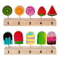 Kids Wooden Educational Pretend Play Game Toy Lollipop Ice Cream Stick Digital Pairing Parent Child Interactive Eco-friendly