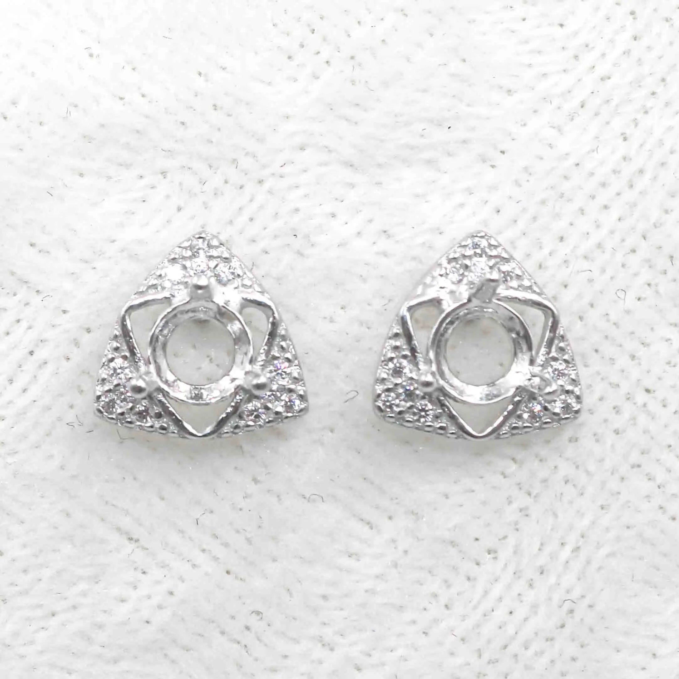 Sterling Silver 5*5mm Semi Mount Stud Earrings Empty Support Blank Claws Setting S925 Base Without Center Stone for DIY Inlay