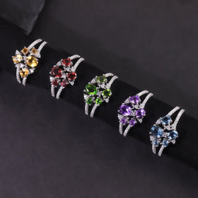 W0463 Abiding Fine Jewelry Manufacture Natural Colorful Gems Stone Custom 925 Sterling Silver New Design Finger Ring