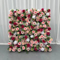 UP043 Wedding Artificial pink Flower Wall Backdrop Roll up Silk Flower Wall Panel 8ft X 8ft 3d 5d Fabric Roll up Flower Wall