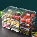 OWNSWING Stackable Refrigerator Organizer Bins With Lids BPA-Free Storage Containers Removable Drain Tray for Veggie