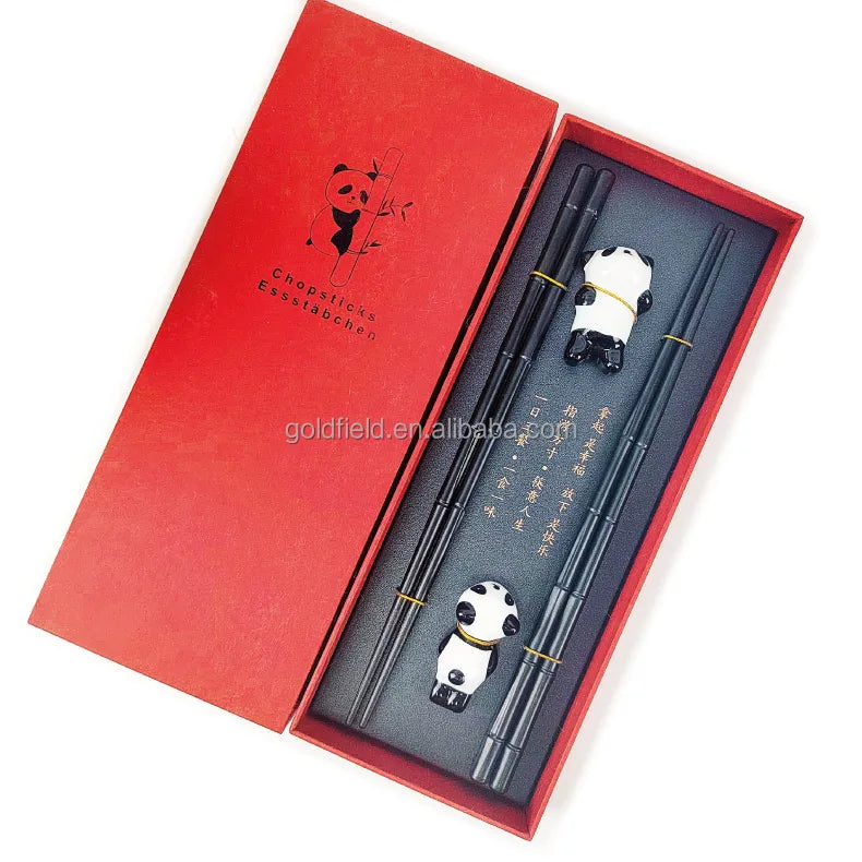 Hot Sale Customized Natural  Sushi Chop Sticks Panda Cutlery  Set Dishwasher Safe Fiberglass Chopsticks Gift Set