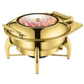 Buffet Equipment 6.5L Food Wormers Chefing Dish Buffet Metal Decorative Fancy Luxury Gold Roll Top Hydraulic Chafing Dish Set
