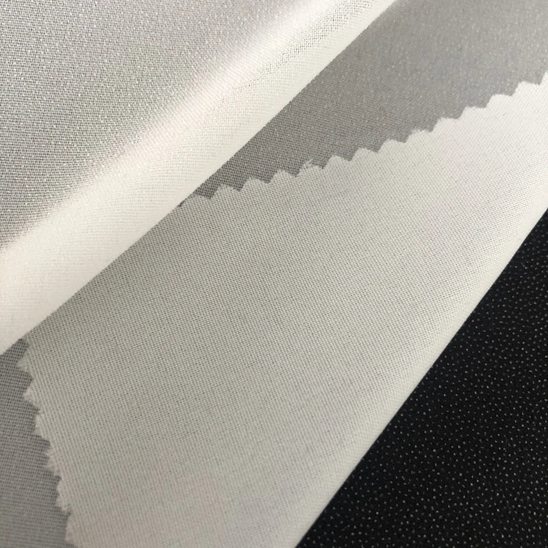 Woven Fusible Adhesive Water Soluble Velvet Interlining Fusible Buckram Fabric Double Dot Pa Coating Bi-stretch 100% Polyester