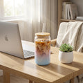 16oz High Borosilicate Glass Beer Cup 480ml Straw Lid Handheld Portable Transparent Multi-Color Mason Jar Customizable Can Shape
