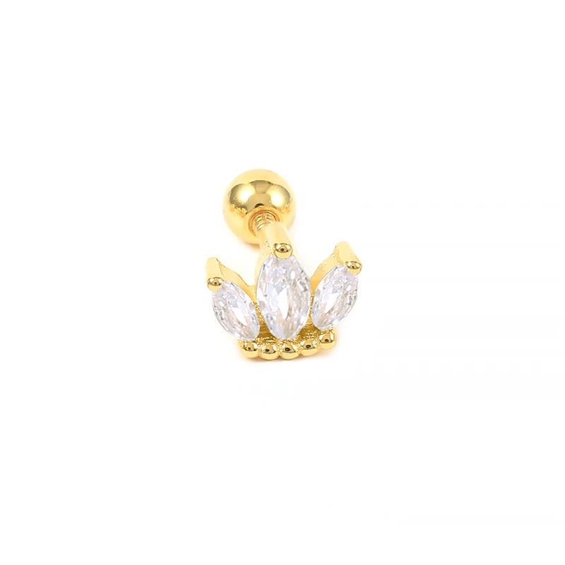 ROXI S925 Sterling Silver Zircon Ear Bone Nail Fashion Small Crown Diamond Thread Ear Piercing