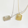925 Sterling Silver Geometric Square Necklace 18K Gold Rectangle Pendant Necklace for Women