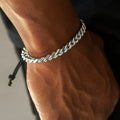 High Quality Wholesale Adjustable Length Stainless Steel Braided Bracelet Cord Loose Strand Men's Bracelet