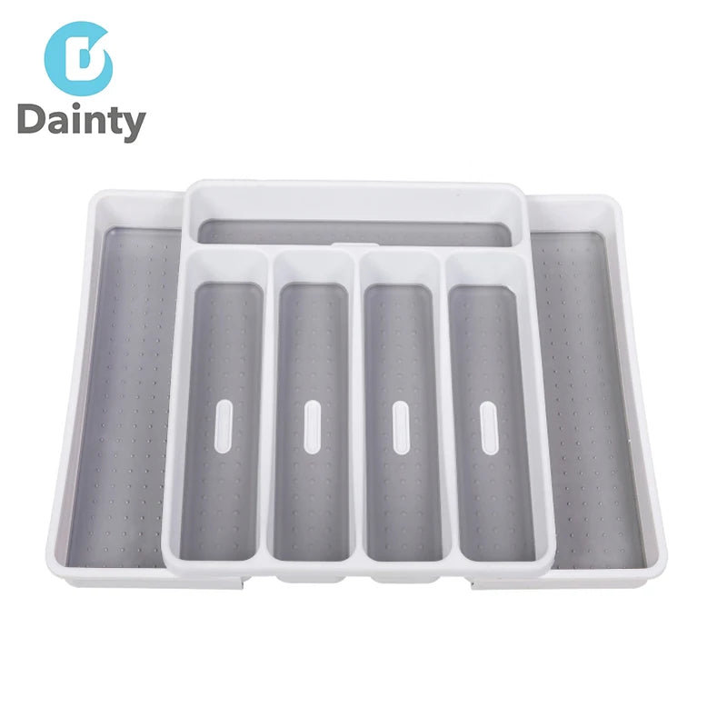Plastic Expandable Cutlery Traye Utensil Cutlery Organizer Kitchen Drawer Tray with 5 Sections
