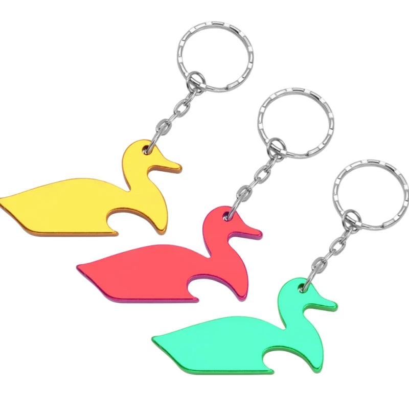 HXY Promotional Simple Good Cheap Engraved Aluminum Duck Bottle Opener Aluminum Alloy Keychain Beer Opener for Gifts