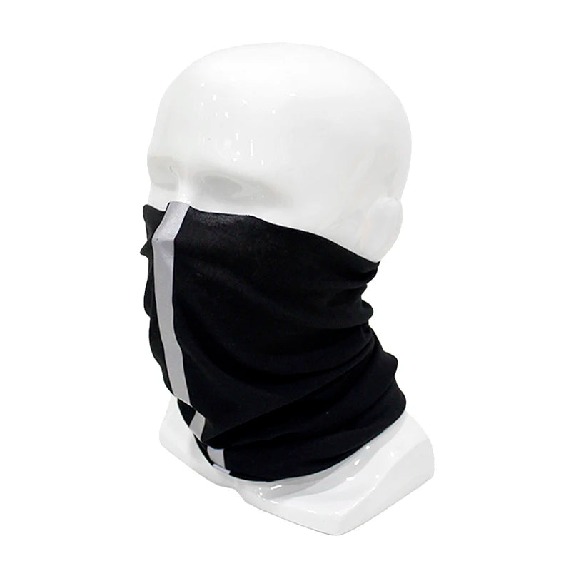 3M Reflective Strip Black Neck Gaiter UV Protection Solid Dyed Plain Black Bandana Neck Scarf