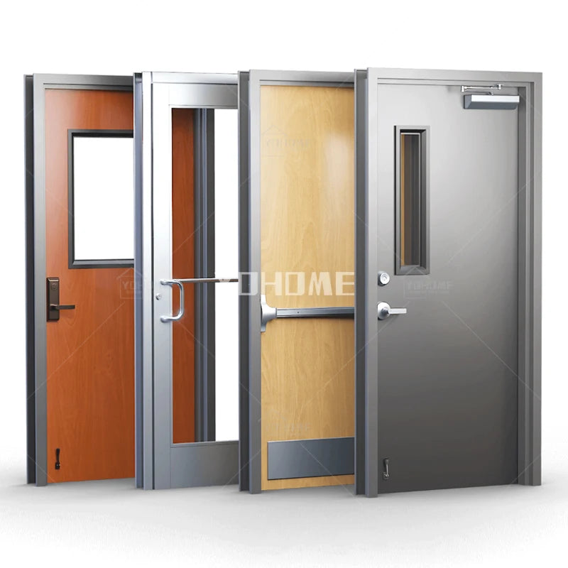 China Top Quality Pre-finished Commercial Wood Doors Commercial Wood Doors With Glass Kits Fire Rated Door With Vision Panel