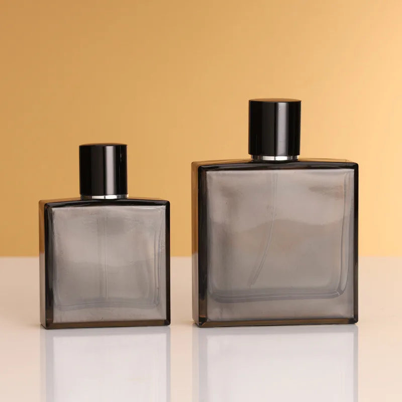 Perfume Bottle Glass 50/100ml Flat square Pressed Spray Bottle From Stock Bayonet Cosmetic Empty Bottles for Men and Women