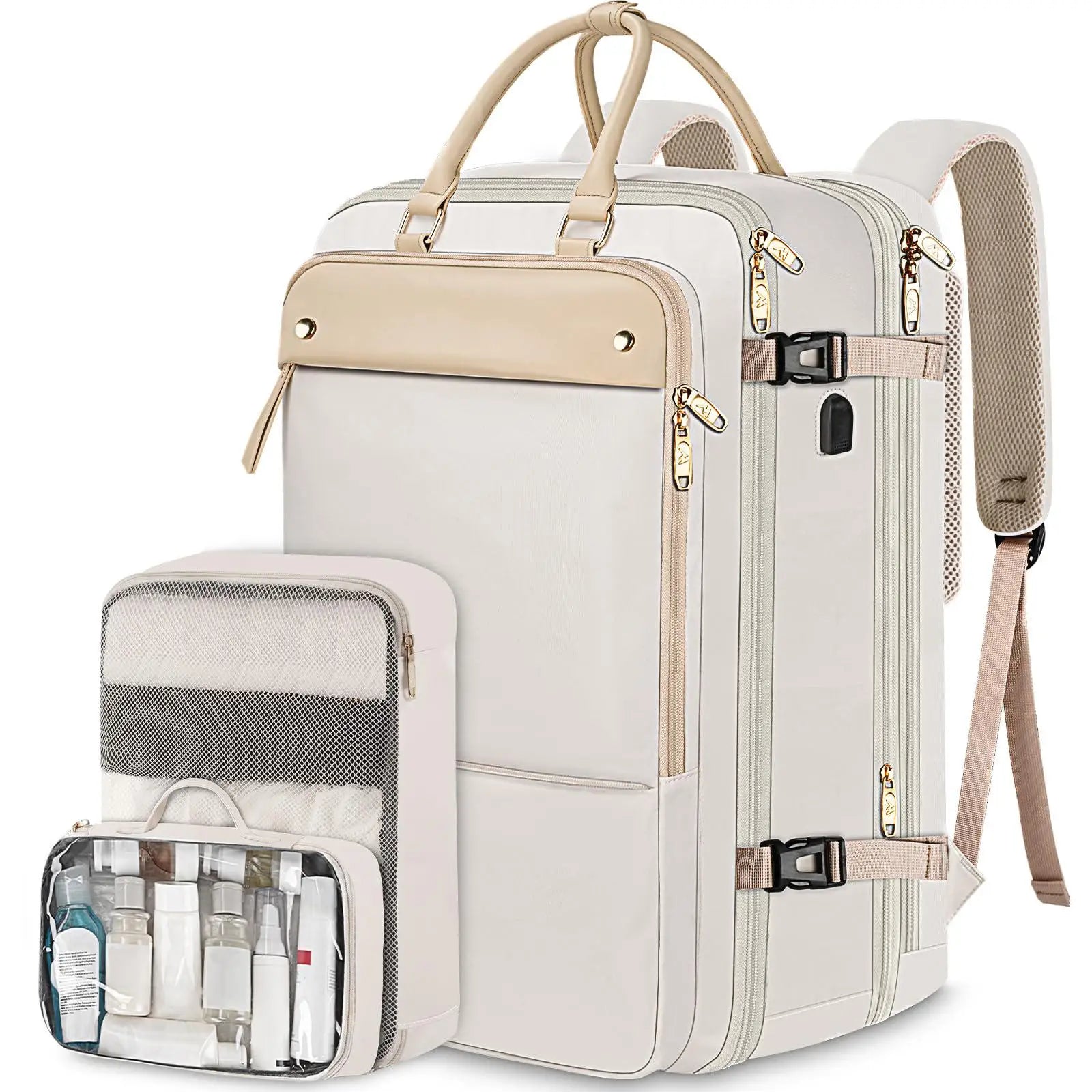 Best Stylish White Women's Men's Computer Backpack Bag for Women Ladies With 17 Inch Laptop Compartment Pocket