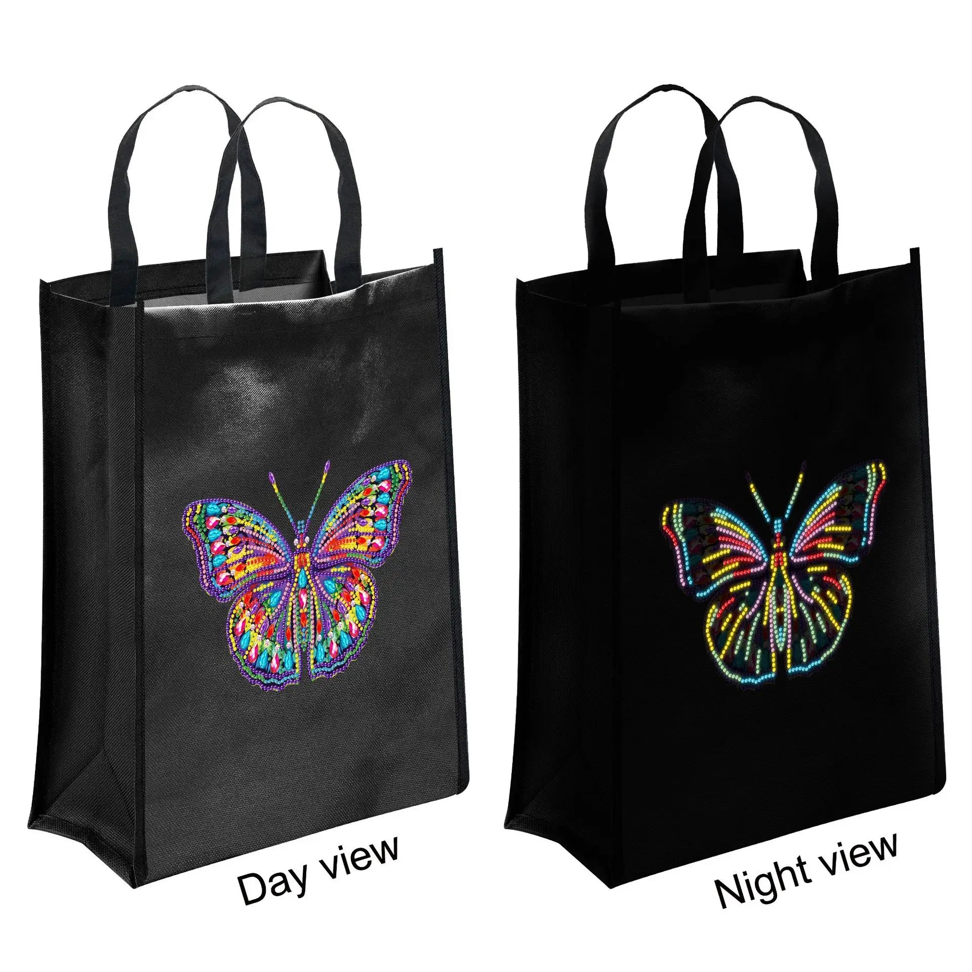 SONGWOO Hot Sale butterfly Head Diamond Embroidery Crystal Rhinestone Luminous Diamond Painting Eco-Friendly Shopping Bag Crafts