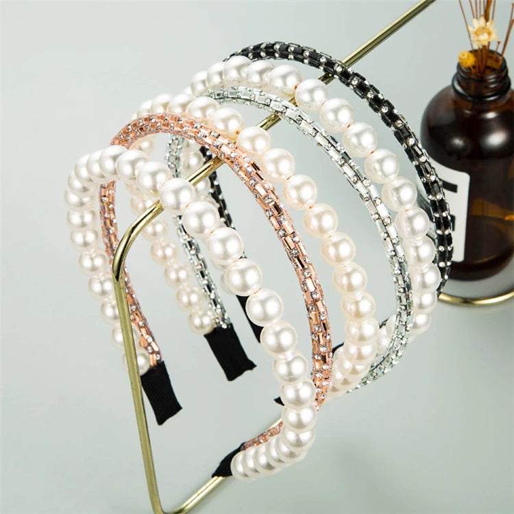 Pearl Women Girls Double Layer Hair Accessories Pearl Headband Hair Hoop Luxulry Hairband Girls Accessories