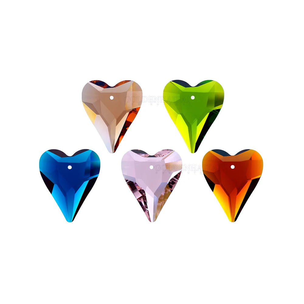 Crystal Heart-shaped 38mm Hanging Jewelry Ornament Pendant Suncatcher Decoration DIY Loose Beads 3109 GOLDENHAITAI