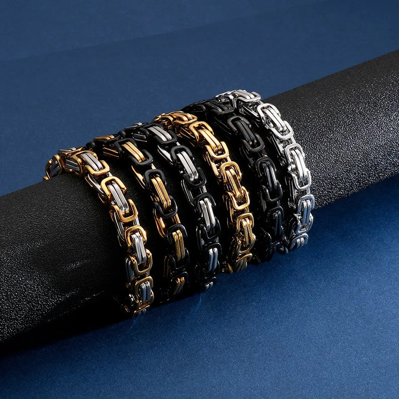 Custom Size Color Classic Popular Byzantine Style Handmade Square Motorcycle Hiphop Bracelet for Nightclub