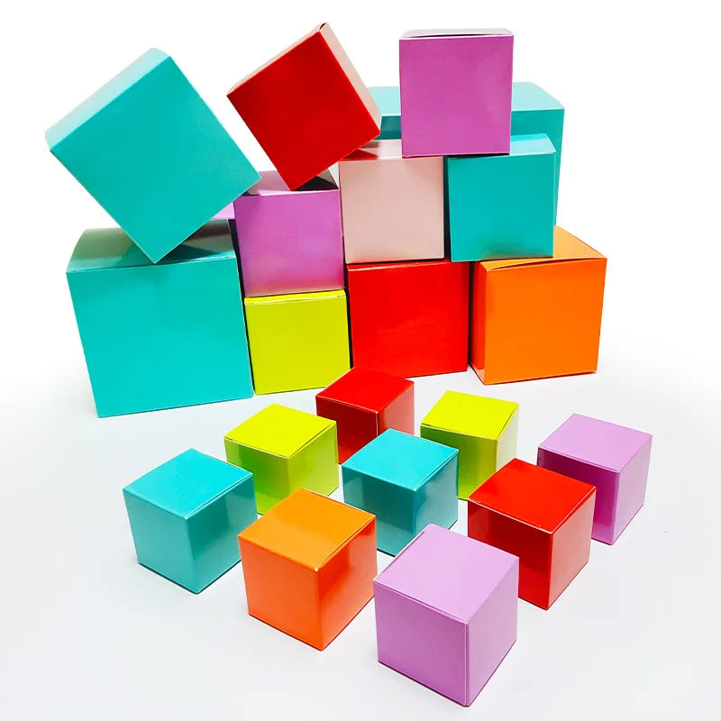 Custom Printed Colorful Square Paper Box Plain Solid Color for Cosmetics Toys Packaging
