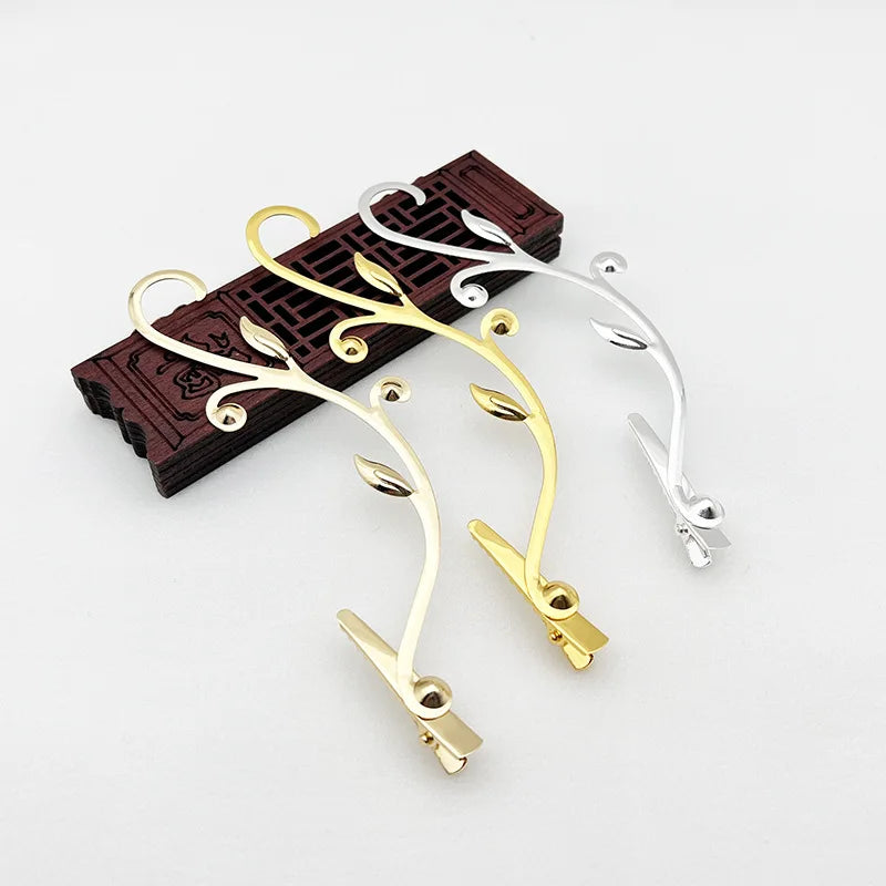 13.5cm Metal Long Leaves Branch Hairpins for DIY Antique Hufu Headpieces Leaf Rattan Hair Clips Barrettes for Womens