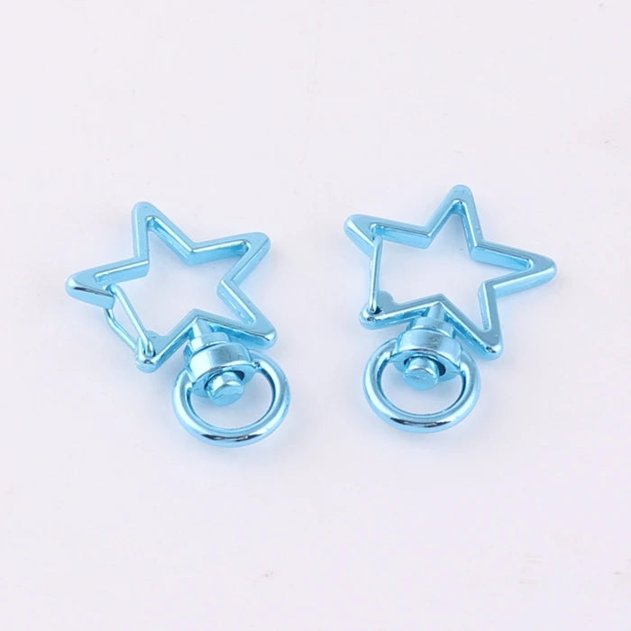 Blue Star Shape Metal Bag Swivel Spring Snap Hook with Jump Ring for Keychain